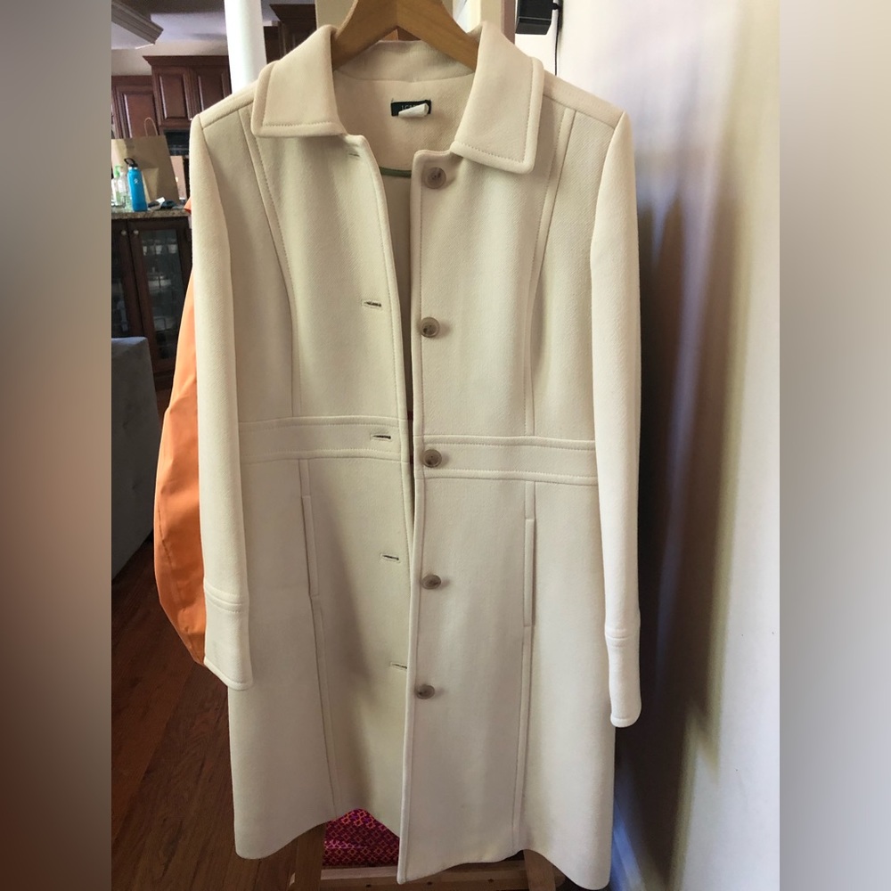 JCREW CLASSIC LADY DAY COAT with Thinsulate® Sz 8 in CREAM EUC